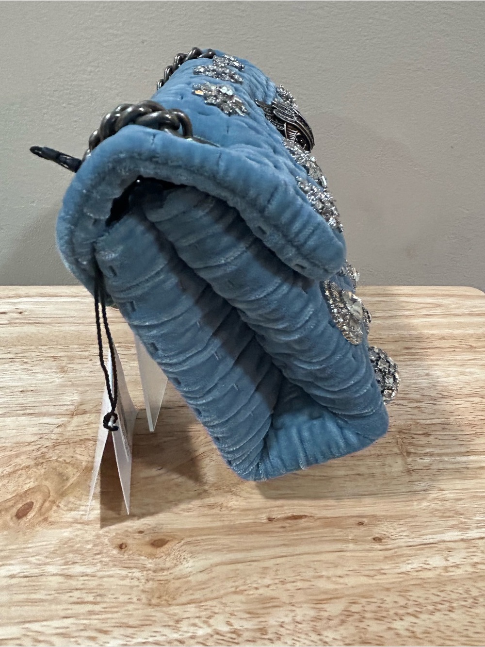 Kurt Geiger Blue Quilted Shoulder Bag with Crystal Embellishments - Picture 11 of 16